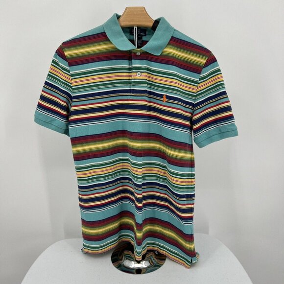 Polo By Ralph Lauren Youth XL Extra Large Multicolor Striped Cotton Polo Shirt - Picture 3 of 5